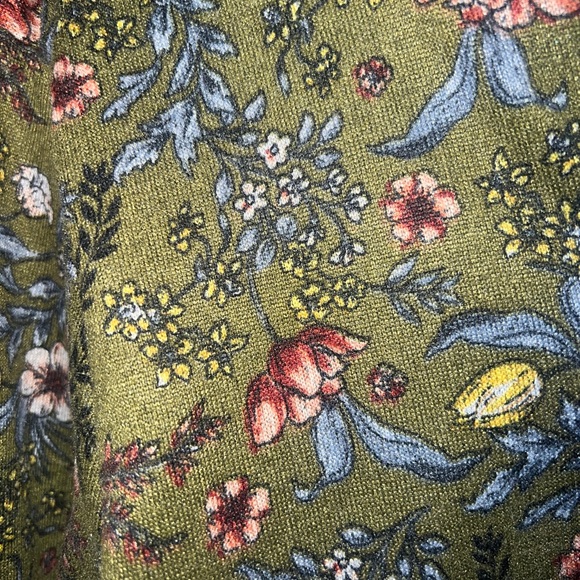 Green Mixed Print Maxi Cuff w/ Thumbholes Duster Cardigan - Picture 8 of 11